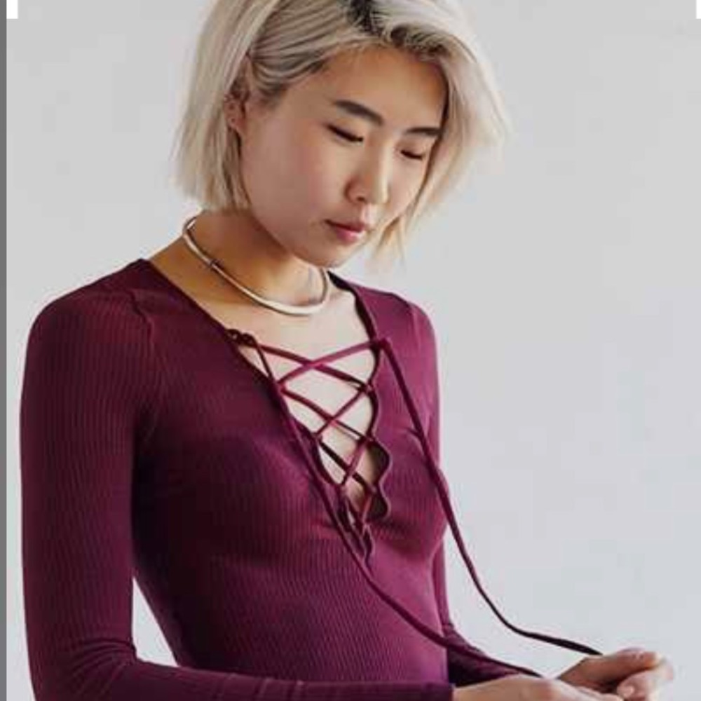 Maroon lace up top